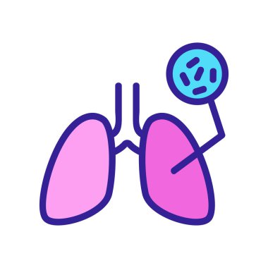 Tüberküloz ikon taşıyıcısı ile enfekte olmuş bir insan akciğeri. Bir insan akciğeri tüberküloz belirtisiyle enfekte olmuş. renk sembolü çizimi