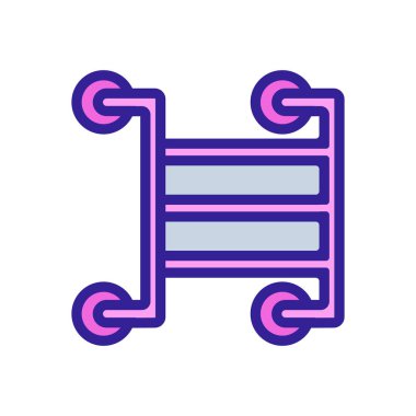 Güvenli uygun ikon vektör çizgisi çizimi ile ısıtılmış havlu rayı