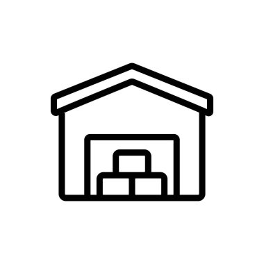 Alet deposu ikon vektörü. Garaj tabelası. izole edilmiş sınır sembolü çizimi