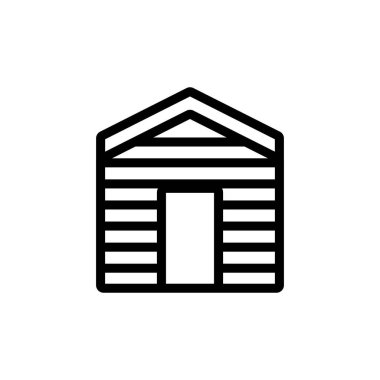 Ahşap malzeme garajı ikon vektörü. Ahşap kaplama tabelası. izole edilmiş sınır sembolü çizimi