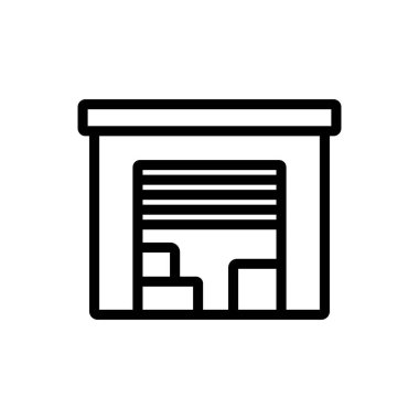 Otomatik düşen kapı ikon vektörlü garaj. Otomatik düşen kapı işaretli garaj. izole edilmiş sınır sembolü çizimi