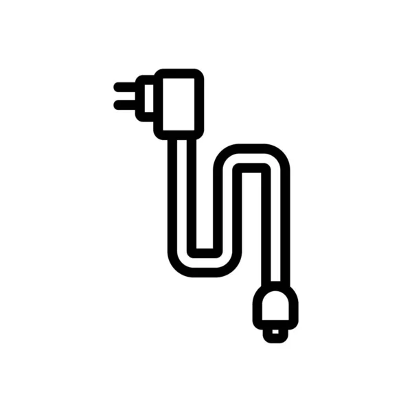 Kabel Mit Steckersymbolvektor Kabel Mit Steckerzeichen Isolierte Kontursymboldarstellung — Stockvektor