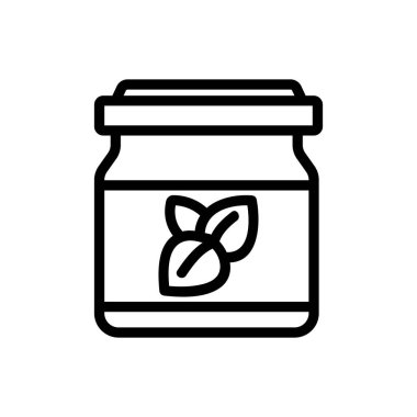 Oregano baharat kavanozu ikon vektörü. Kekik çeşnili kavanoz işareti. izole edilmiş sınır sembolü çizimi