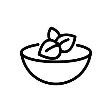 Bir kase kekik ikonu vektörü. Bir kase kekik tabelası. izole edilmiş sınır sembolü çizimi