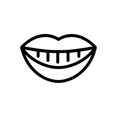 Sağlıklı gülümseme ikonu vektörü. Sağlıklı gülümseme işareti. izole edilmiş sınır sembolü çizimi