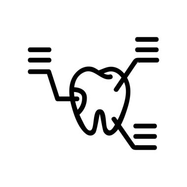 Diş yapısı ikon vektörünün analizi. Diş yapısı analizi. izole edilmiş sınır sembolü çizimi