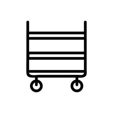 raf yük arabaları ikon vektörü. raf yük arabaları imzalıyor. izole edilmiş sınır sembolü çizimi