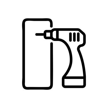 Manüel mekanik matkap ikon vektörlü sondaj tahtası. Manüel mekanik matkap işaretli sondaj tahtası. izole edilmiş sınır sembolü çizimi