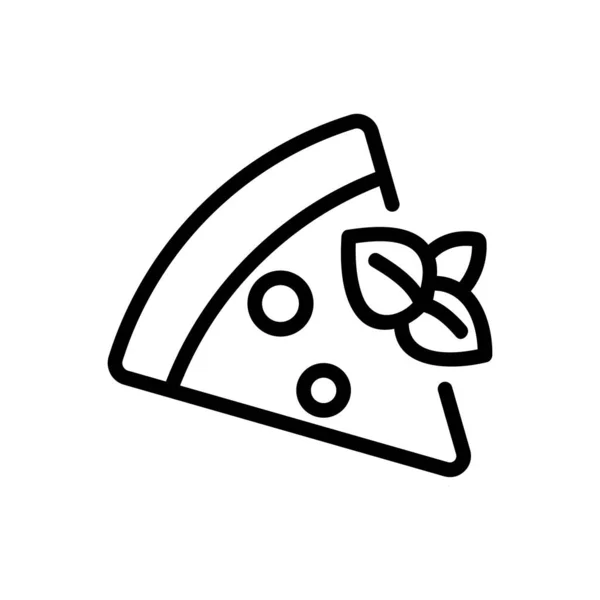 配上牛至加诺图标向量的披萨片 一片带有牛至加诺标志的披萨 孤立等高线符号图解 — 图库矢量图片