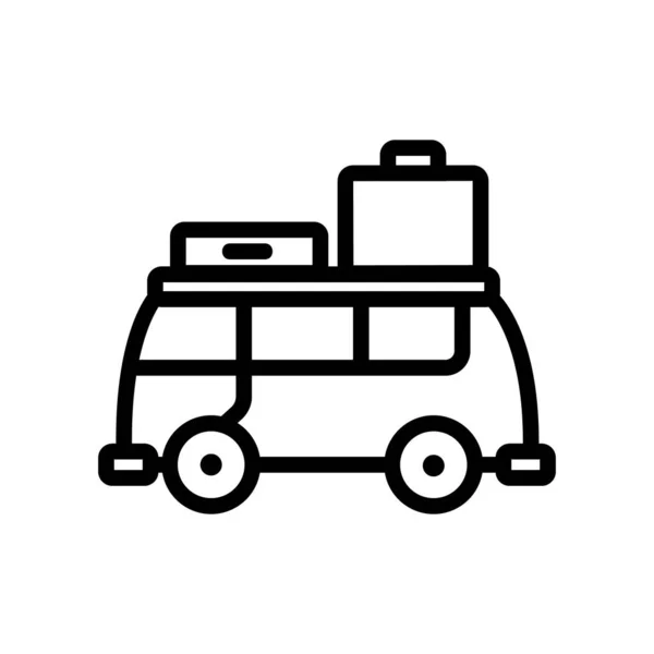 バスのアイコンベクトルのスーツケース バスサインでスーツケースを 孤立した輪郭記号図 — ストックベクタ