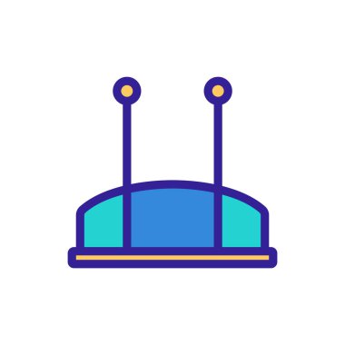 Üst kutucuk hdtv arka görünüm ikon vektörünü ayarla. Üst kutucuk hdtv arka görüş tabelasını ayarla. renk sembolü çizimi