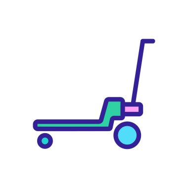 Platform tekerlekli yük arabaları ikon vektörü. Platform tekerlekli yük arabaları tabelası. renk sembolü çizimi