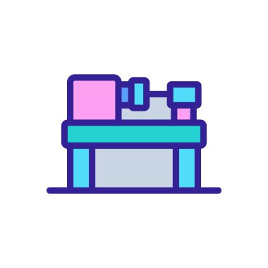 Katılımcı bant testere makine simgesi vektörü. Katılımcı bandı testere işareti. renk sembolü çizimi