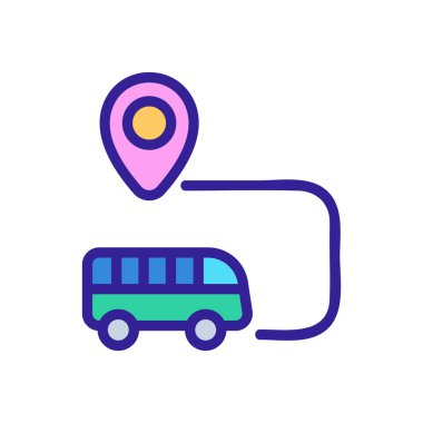 Otobüs hedef simgesi vektörü. Otobüs durağı tabelası. renk sembolü çizimi