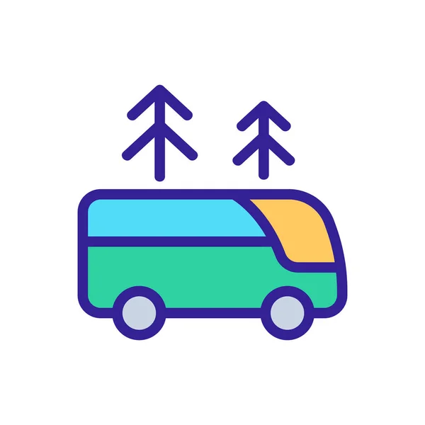 森林アイコンベクトルの間の観光バス 森林標識の間の観光バス カラーシンボルイラスト — ストックベクタ