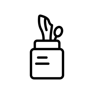 Peçete simgesi vektörlü kavanoz tutacağı. Peçeteli kavanoz tutacağı. izole edilmiş sınır sembolü çizimi