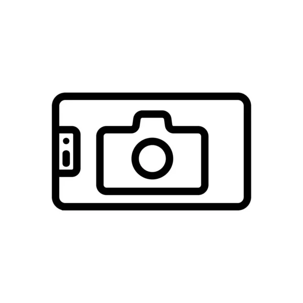セルフィー カメラのアイコン ベクトル 自撮りカメラのサイン 孤立した輪郭記号図 — ストックベクタ
