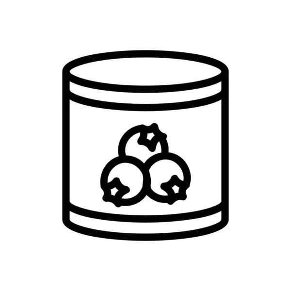 山楂图标矢量罐头 罐装山楂标志 孤立等高线符号图解 — 图库矢量图片