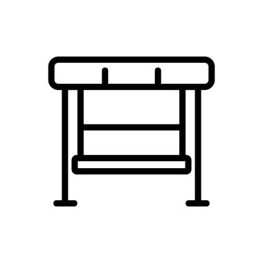 Güvenilir destek simgesi vektörüyle asılmış bank. Güvenilir destek levhası olan asma tezgahı. izole edilmiş sınır sembolü çizimi