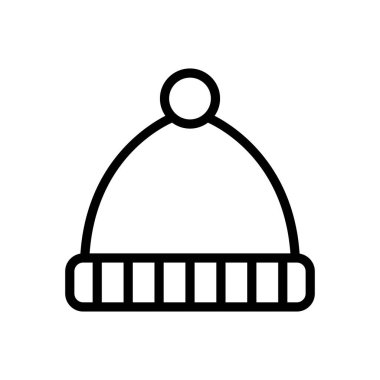 Yatay yakalı ponpon şapkalı çizgili simge vektörü. Yatay yaka çizgili ponpon şapkalı. izole edilmiş sınır sembolü çizimi