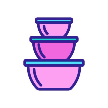 farklı boyutlarda yiyecek depolama konteynırları ikon vektörü. Farklı boyutlarda yiyecek depolama kapları. renk sembolü çizimi