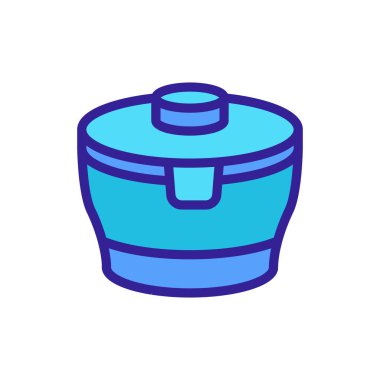 yuvarlak dayanıklı yiyecek kabı ikon vektörü. Yuvarlak, sağlıklı yiyecek kabı işareti. renk sembolü çizimi