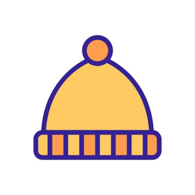 Yatay yakalı ponpon şapkalı çizgili simge vektörü. Yatay yaka çizgili ponpon şapkalı. renk sembolü çizimi