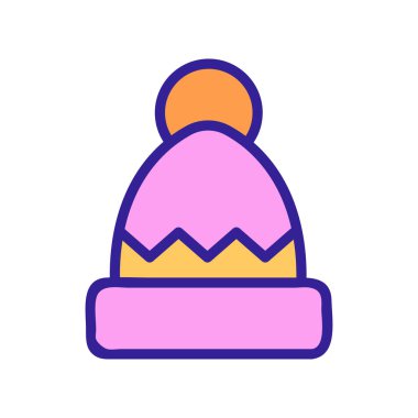 Pompom ve desen ikon vektörlü şapka. Pofuduk şapkalı ve desenli. renk sembolü çizimi