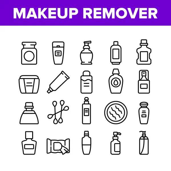 Trucco Remover Lotion Collection Icons Set Vector Trucco Cosmetico Remover — Vettoriale Stock