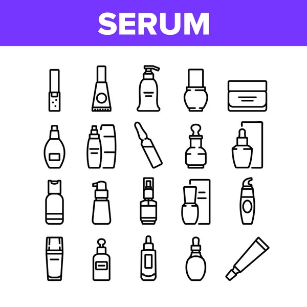 Sérum Beauty Cosmetic Collection Iconos Set Vector Serum Skin Care — Archivo Imágenes Vectoriales