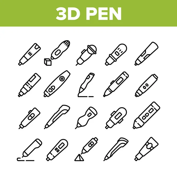 Перо Друк Колекція Гаджетів Піктограми Векторні Pen Engineering Електронний Канцелярський — стоковий вектор