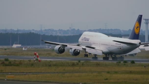 波音747着陆。法兰克福Fraport — 图库视频影像