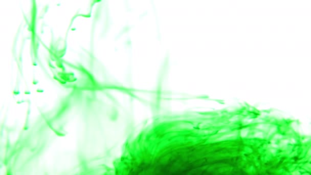 Zelený inkoust ve vodě, abstrakce video. — Stock video
