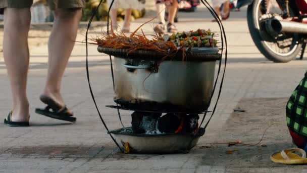 Pouliční jídlo na grilu — Stock video