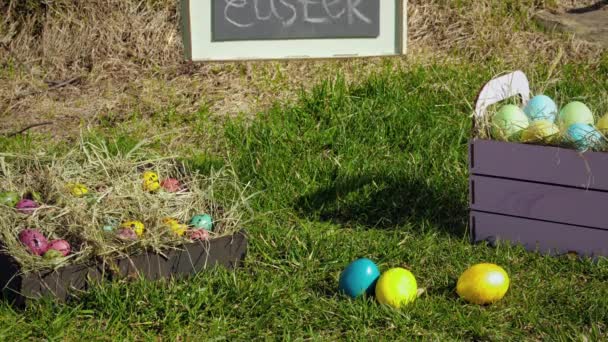 Multi ovos coloridos para férias de Páscoa — Vídeo de Stock