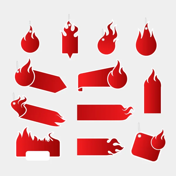 Çıkartmalar. Satış etiketleri. Yangın indirimi. Siyah biçim.