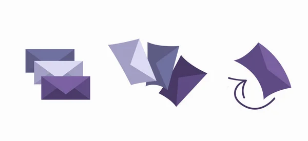 Bir zarf seti. Zarfları açın. Vektör illüstrasyonu.