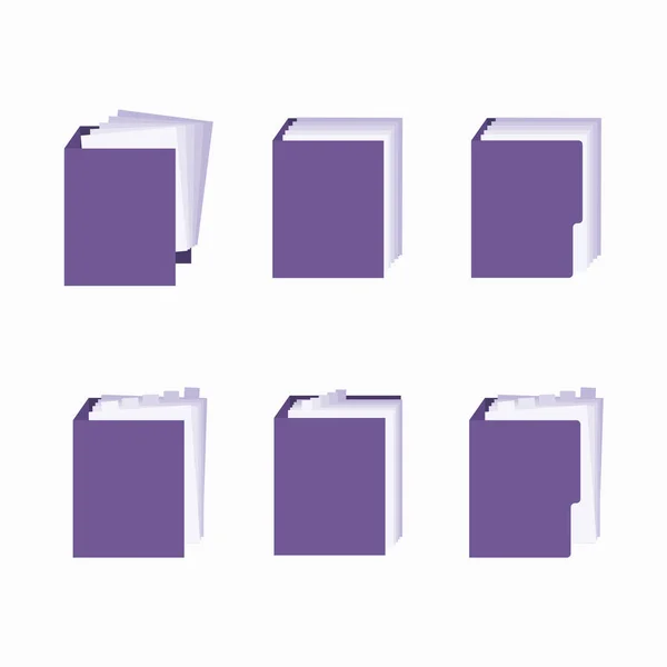 Folder voor documenten. Documenten en mappen van kantoorpapier. — Stockvector