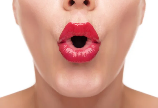 Lábios vermelhos bonitas . — Fotografia de Stock