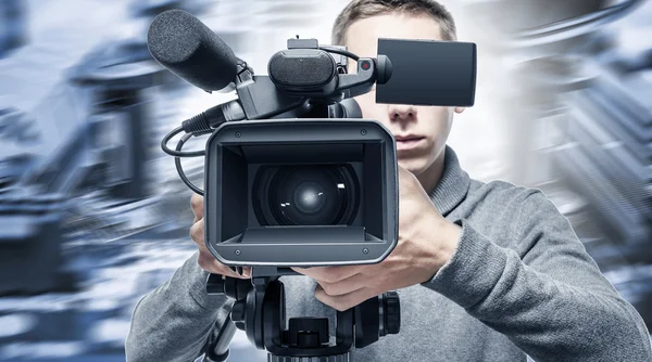 Video operator records the video. — Stock Photo, Image