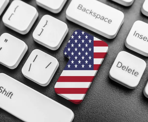 Enter key button with Flag of USA.