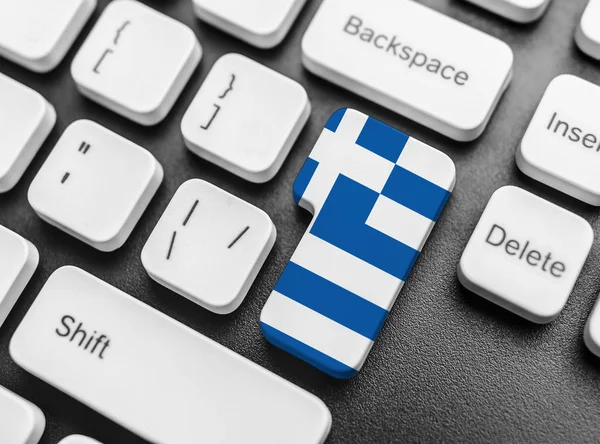 Digite o botão de tecla com Bandeira da Grécia . — Fotografia de Stock