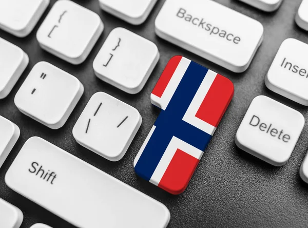 Enter key button with Flag of Norway. — Stock Photo, Image