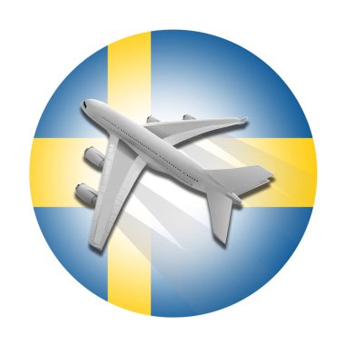 Uçak ve İsveç bayrağı.