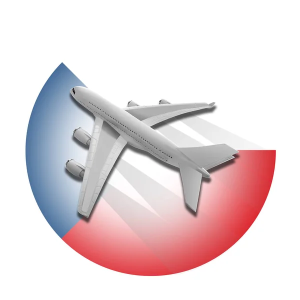 Plane and Czech Republic flag. — Stock Photo, Image
