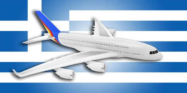Avião e bandeira da Grécia . — Fotografia de Stock