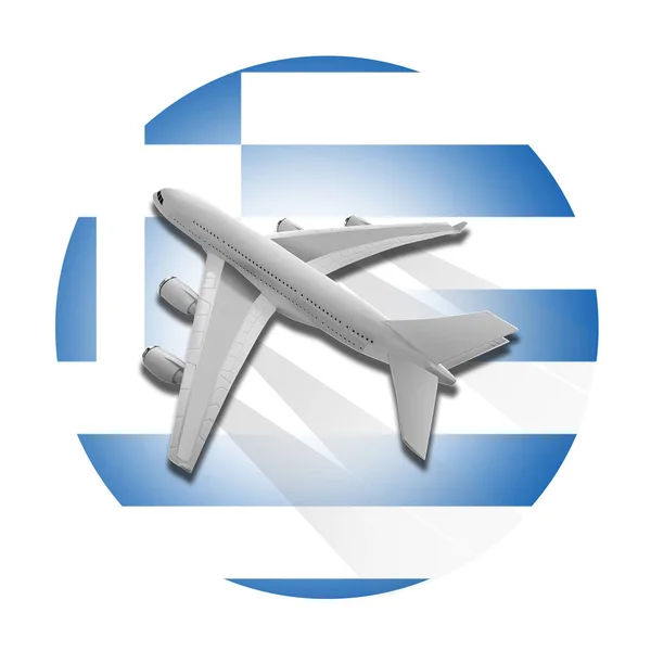 Flugzeug und griechische Flagge. — Stockfoto