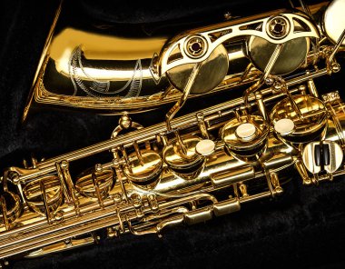 Saksafon detay yakın çekim.