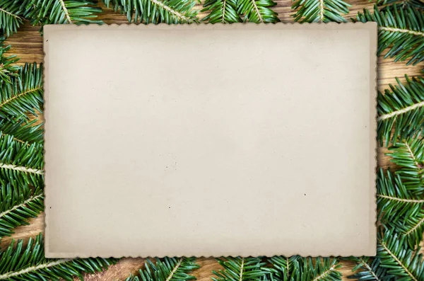 Χριστουγεννιάτικο δέντρο καρέ και κάρτα. — Φωτογραφία Αρχείου