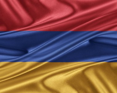 Ermenistan bayrağı parlak ipek dokulu.